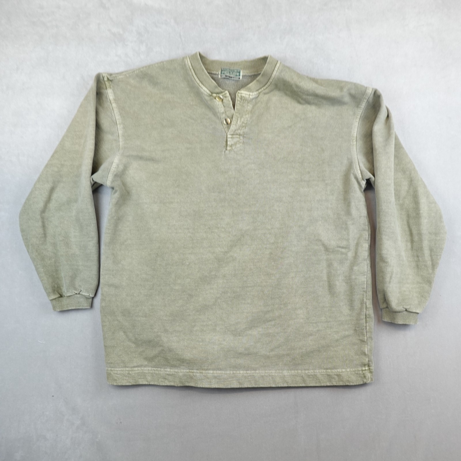 Vtg Mcintosh And Seymour Faded Green Rugby Henley Shirt Size Large Made In Usa